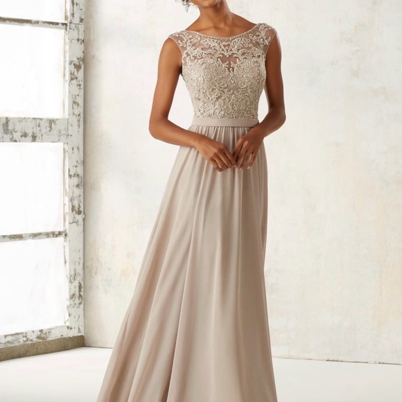 Mori Lee Dresses & Skirts - Morilee 21522 Latte bridesmaid Dress lace chiffon size 16 Mother of bride NWT